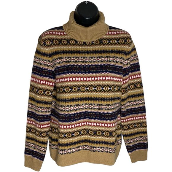 Brooks Brothers Sweater Womens S Merino Wool Turtleneck Preppy Nordic Red Fleece - Picture 1 of 11